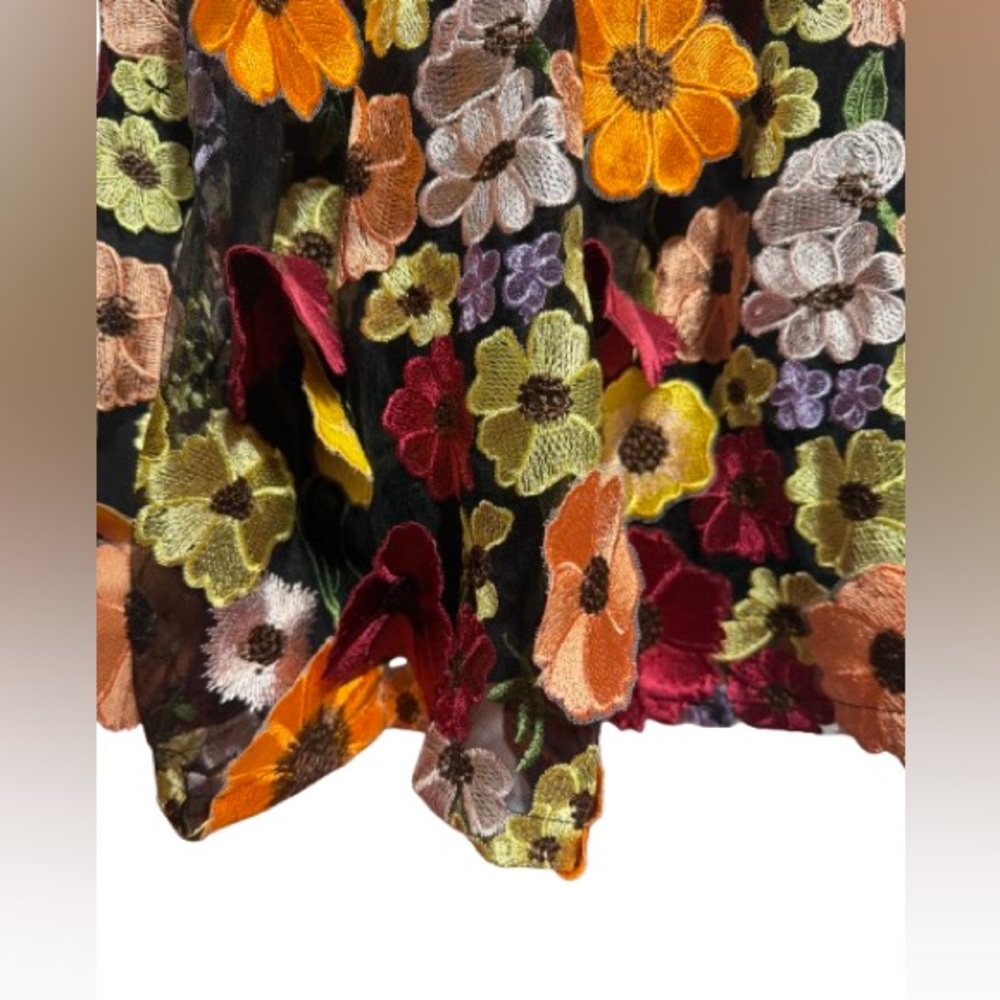 NWT Lulus Impressive Blossom Black 3D Floral Embroidered V-Neck Dress - Picture 5 of 16